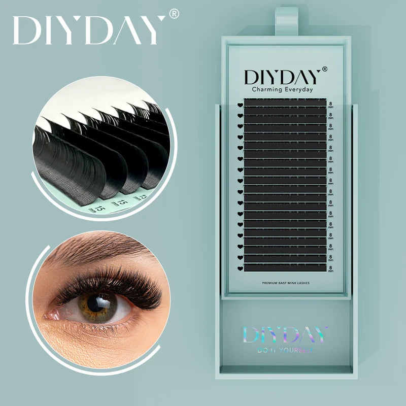 Matte Black Classic Lash Extensions, Soft Faux Mink